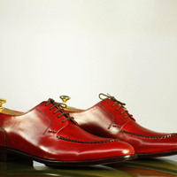 Bespoke Burgundy Shoes,Round Toe Shoes,Casual Wearing Shoes,Formal Shoes,Handmade shoes,Leather Shoes - Thumbnail 1