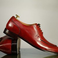 Bespoke Burgundy Shoes,Round Toe Shoes,Casual Wearing Shoes,Formal Shoes,Handmade shoes,Leather Shoes - Thumbnail 3