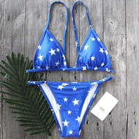 Sexy Women Bikini White Star Print Two Piece Bikini Swimsuit Bathing - Thumbnail 3