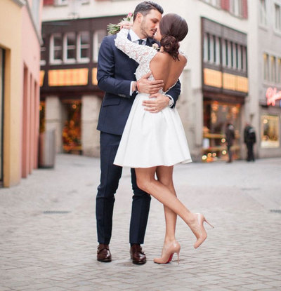 Backless Short Wedding Dresses Bridal Gown 