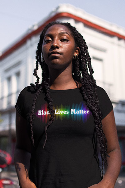 Black Lives Matter Rainbow Womens Cut T-shirt