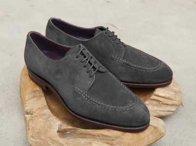 Handmade Mens Gray Suede Splitoe Lace Up Shoes