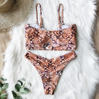 Snakeskin Cut Out Design Bikini Set - Thumbnail 3
