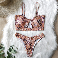 Snakeskin Cut Out Design Bikini Set - Thumbnail 2