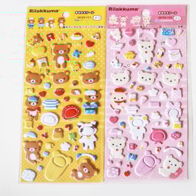 Kawaii rilakkuma squishy stickers japanese embossed (large set) - Thumbnail 5