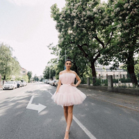 Pink tulle short prom dress homecoming dress - Thumbnail 2