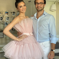 Pink tulle short prom dress homecoming dress - Thumbnail 3