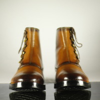 Men Fashion Elegant Tan Boots, Cross Lace Up Boot, Ankle Boot,Men's Boot,Dress Boot,Leather Boot - Thumbnail 2