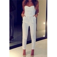 Spaghetti Strap Chic White Jumpsuit - Thumbnail 1