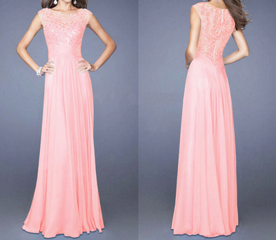 Sexy Zipper Lace Stitching Chiffon Dress