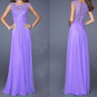 Sexy Zipper Lace Stitching Chiffon Dress - Thumbnail 4