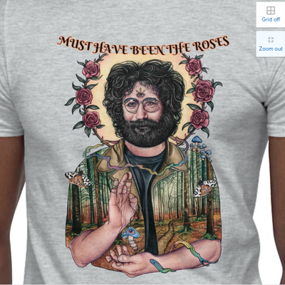 "jerry garcia roses" unisex t-shirt (grey)