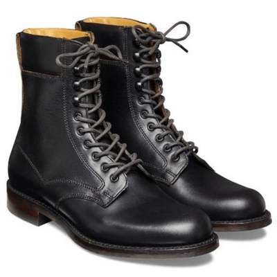 Men’s handmade geninue leather lace up high ankle marching boots - Thumbnail 3