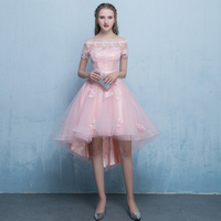 Cute pink tulle lace short prom dress party dress - Thumbnail 2