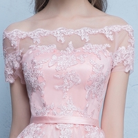 Cute pink tulle lace short prom dress party dress - Thumbnail 6