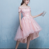 Cute pink tulle lace short prom dress party dress - Thumbnail 7