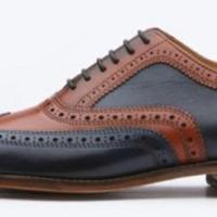 Men’s Handmade Geninue two tones Oxford brogues wingtip shoes - Thumbnail 1