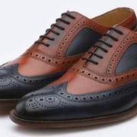 Men’s Handmade Geninue two tones Oxford brogues wingtip shoes - Thumbnail 4