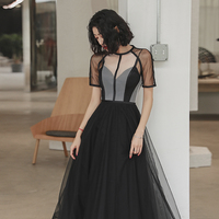Black tulle short prom dress party dress - Thumbnail 2