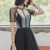 Black tulle short prom dress party dress - Thumbnail 6