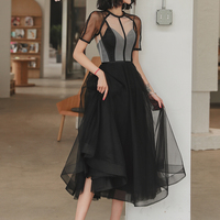 Black tulle short prom dress party dress - Thumbnail 8