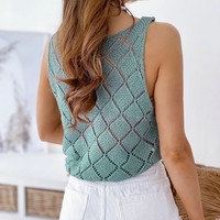 V-neck Hollow Out Casual Tank Top - Thumbnail 4