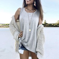 Solid Sleeveless Round Neck T-shirt - Thumbnail 4
