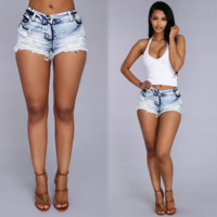 Design Denim High Waist Shorts - Thumbnail 1