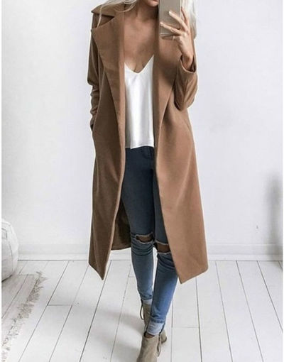 Notched Collar Long Blazer