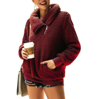 Solid Color High-Necked Long-Sleeved Thick Sweater - Thumbnail 3