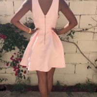 Plunge V Sleeveless Short Ruffled Skater Dress - Thumbnail 1