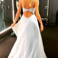 Cute Sparkly V Neck Spaghetti Straps Grey Tulle Prom Dresses - Thumbnail 1