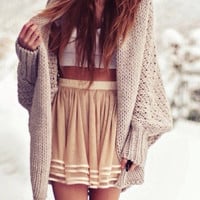 Loose Bat Sleeve Knit Cardigan Sweater Jacket - Thumbnail 2