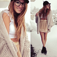 Loose Bat Sleeve Knit Cardigan Sweater Jacket - Thumbnail 4