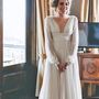 Simple Long Sleeve Empire Beach Wedding Dress,570-1