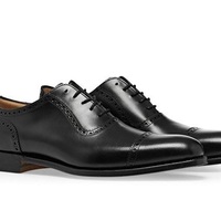 Men’s Handmade Geninue leather Oxford Brogue black leather lace up shoes - Thumbnail 1