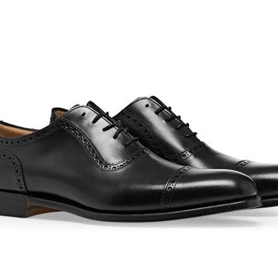 Men’s handmade geninue leather oxford brogue black leather lace up shoes