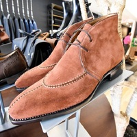 Mens Brown Chukka Boot, Handmade Splitoe Design Chukka Lace Up Formal Boot - Thumbnail 4