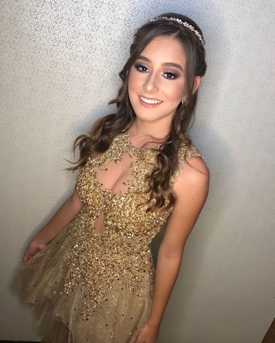 Gold Short Homecoming Dresses with Appliques