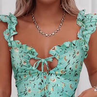 Elegant Floral Sexy Sleeveless Dress - Thumbnail 1