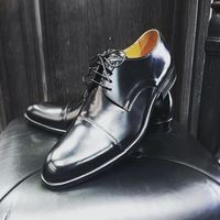 Handmade Men's Black Leather Cap Toe Lace Up Design Decent Wear Shoes - Thumbnail 1