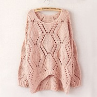 Retro striped loose knit sweater jacket - Thumbnail 2