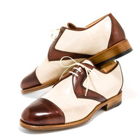 Bespoke Two Tone Cap Toe Shoes,Leather Shoes,Dress Shoes - Thumbnail 1