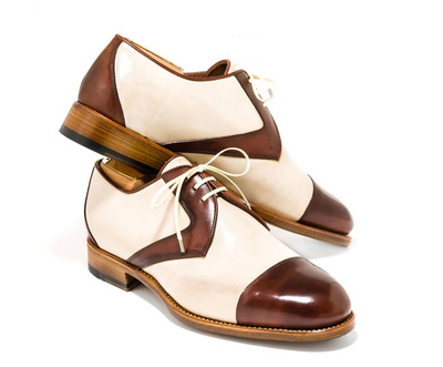 Bespoke Two Tone Cap Toe Shoes,Leather Shoes,Dress Shoes