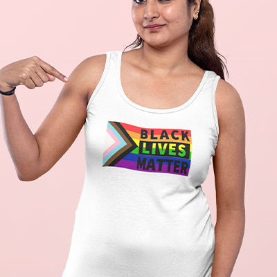 Black lives matter rainbow flag racerback tank top - Thumbnail 1