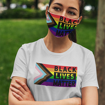 Black lives matter rainbow flag women's cut t-shirt