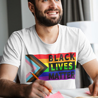 Black Lives Matter Rainbow Flag Unisex T-shirt - Thumbnail 2