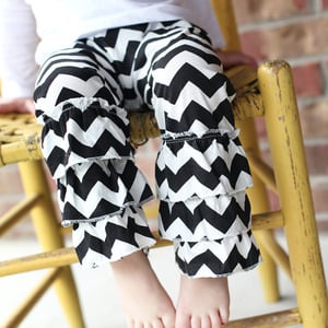 Black Chevron Ruffle Pants