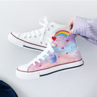 New summer wild hand-painted starry sky high-top sneakers - Thumbnail 3