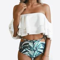 Sexy women High waist swiming suits Off Shoulder Swimwear - Thumbnail 1